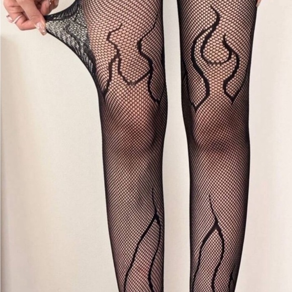 Accessories - Black Flame Fishnet Tights